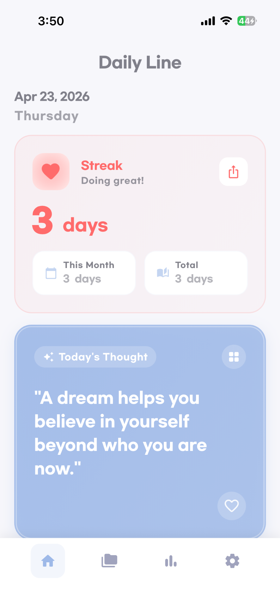 Daily Line home screen